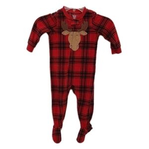 Just One You By Carter's 18 Month Reindeer Red Black Plaid Microfleece Pajamas